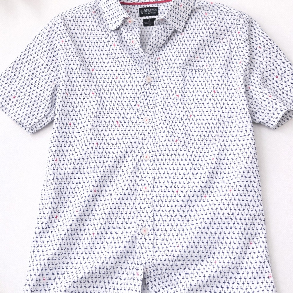 Men's Blue Patterned Button Down Shirt